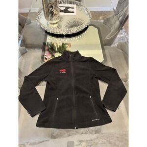 Eddie Bauer Womens‎ Fleece Jacket Full Zip Black Co-Founder Logo Size Small
